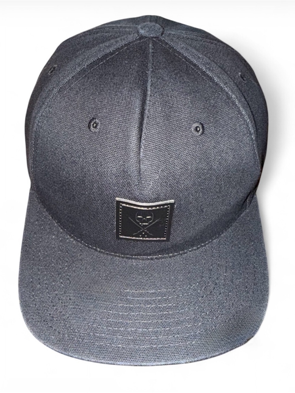 Men's Charcoal Snapback Cap with Skull Patch